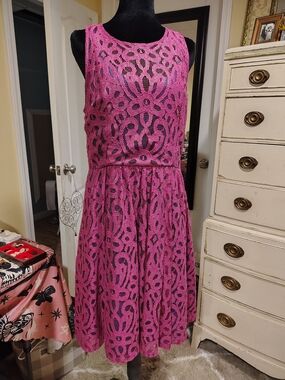 Frock! by Tracy Reese Magenta Lace Fit & Flare Dress Petticoat